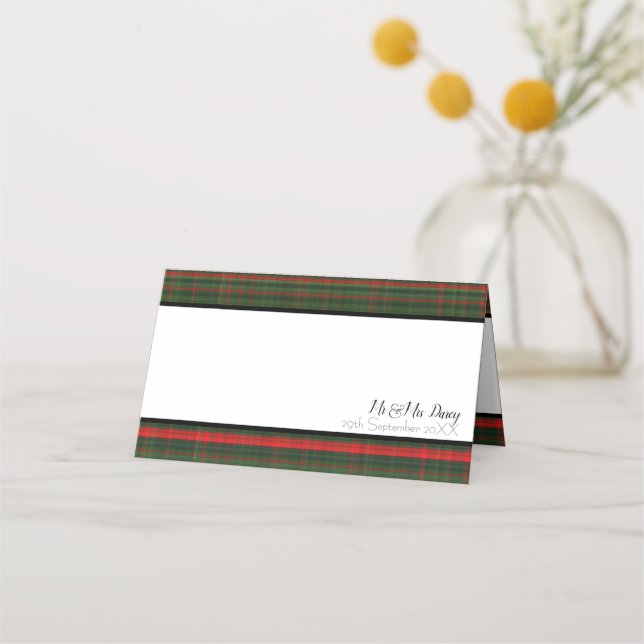 Green and Red Plaid Place Card (Front)