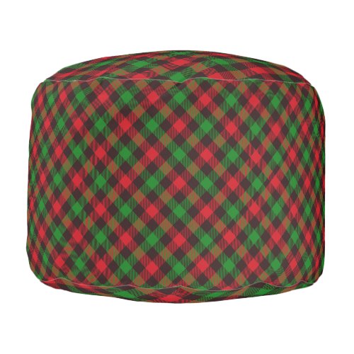 Green and Red Plaid Pouf