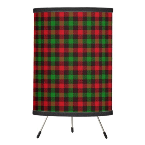 Green and Red Plaid Tripod Lamp