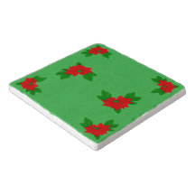 Green and Red Poinsettia Trivet