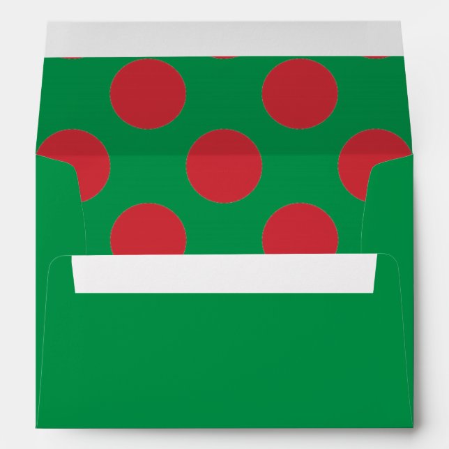 Green and Red Polka Dots Christmas Colors Envelope (Back (Bottom))