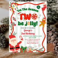Green and Red Retro Christmas Winter 2nd Birthday