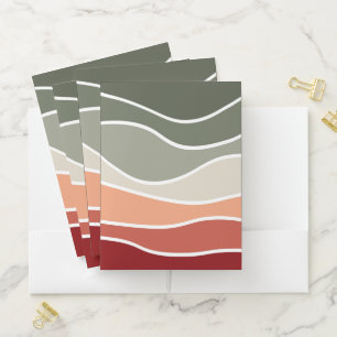Green and red retro style waves design pocket folder
