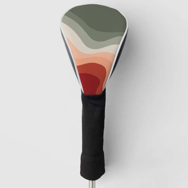 Green and red retro style waves golf head cover (Front)
