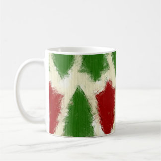 Green And Red Rustic Christmas Tree Pattern Coffee Mug