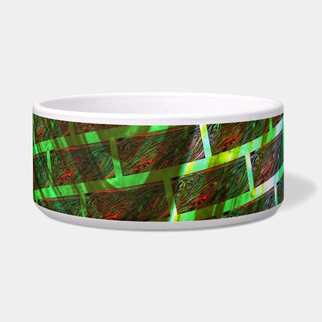 Green and red stained, scratches and wall effect bowl (Left)