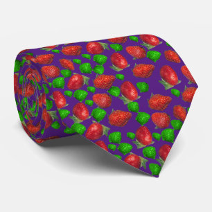 Green And Red Strawberries, Neck Tie
