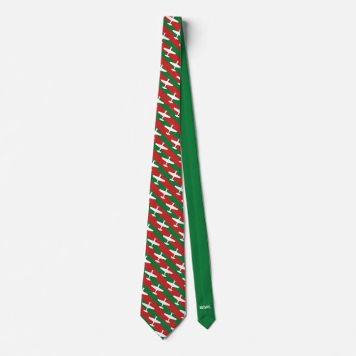 Green and Red Stripe P_51 Christmas Neck Tie