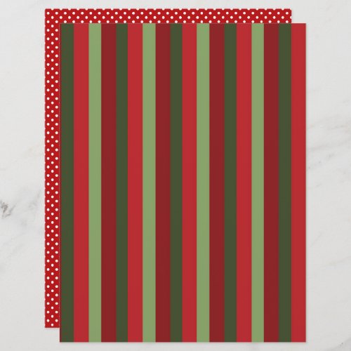 Green and red stripes and dots scrapbook paper