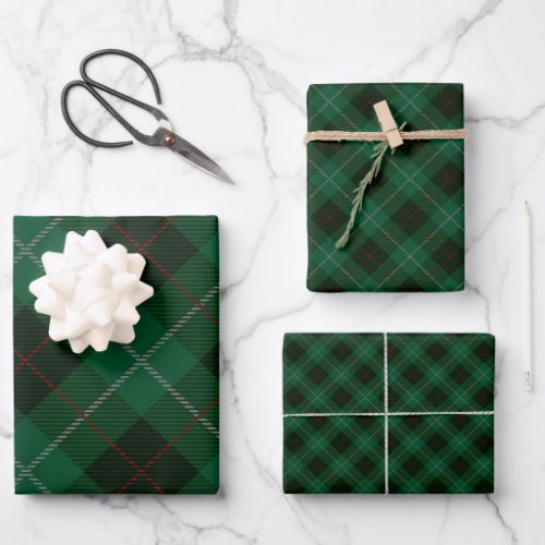 Green and Red Tartan Plaid Christmas Wrapping Paper Sheets