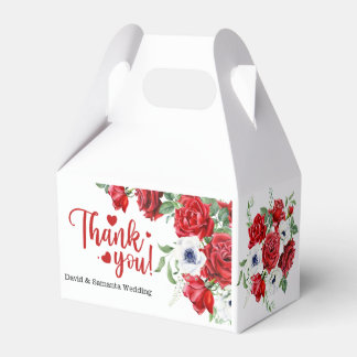 Green and Red Watercolor Floral Wedding Favor Box