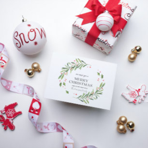 Green and Red Watercolor Merry Christmas Card