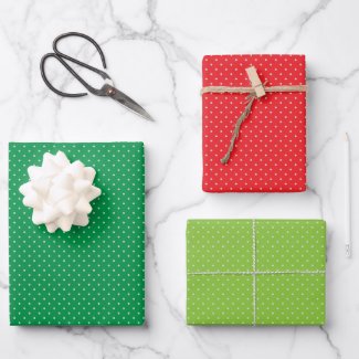 Green and Red White Polka Dots Christmas Patterns