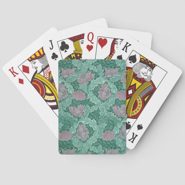 Green and Red Wreath Pattern (by William Morris) Poker Cards (Back)