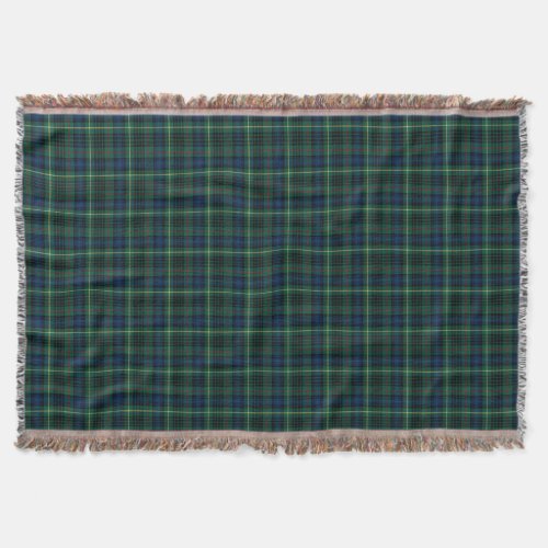 Green and Royal Blue Stewart Clan Hunting Plaid Throw Blanket