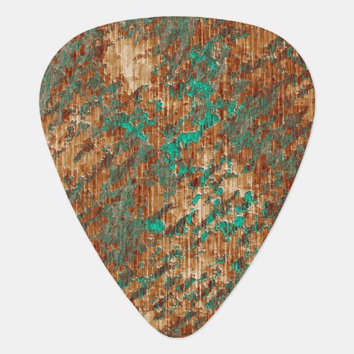 Green and Rust Abstract Mottled Grunge Pattern Guitar Pick