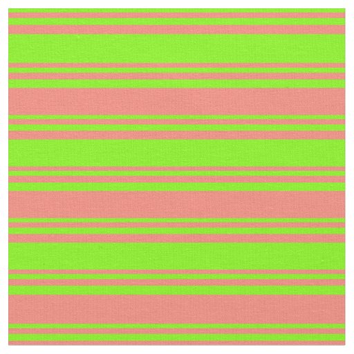 Green and Salmon Striped Pattern Fabric