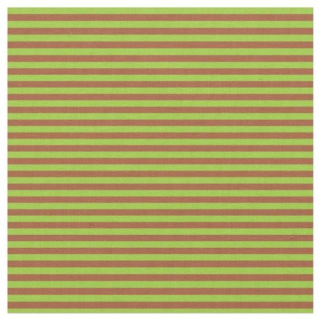Green and Sienna Striped Pattern Fabric (Close Up)