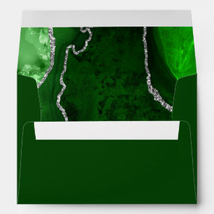 Green and Silver Agate Marble Birthday Party Envelope