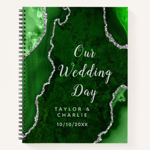 Green and Silver Agate Wedding Planner Notebook