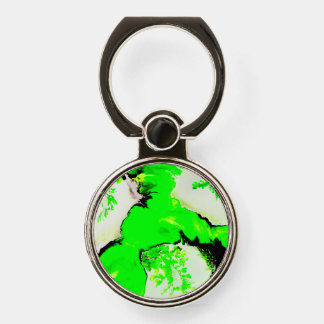Green and Silver Alcohol Ink Abstract Phone Ring Stand
