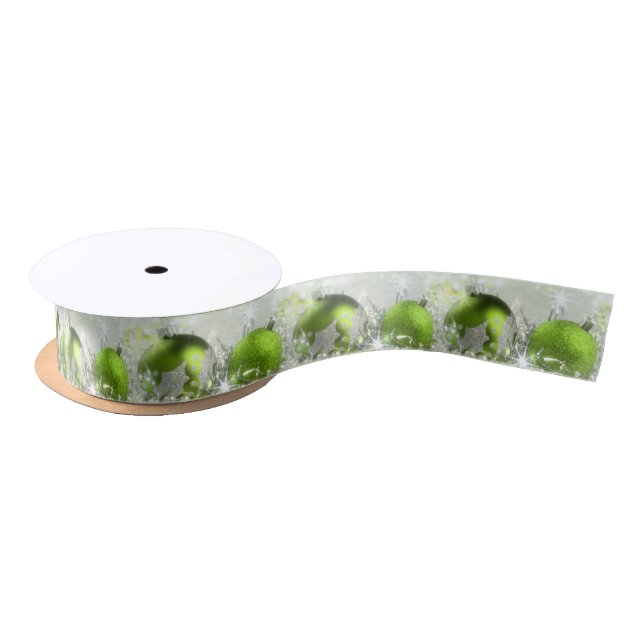 Green And Silver Christmas Satin Ribbon (Spool)