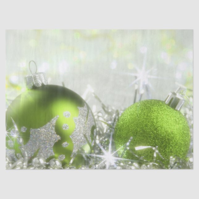 Green And Silver Christmas Tissue Paper (Front)