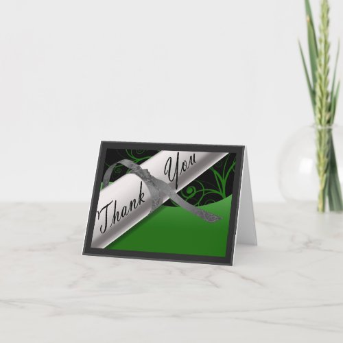 Green and Silver Diploma Thank You Card