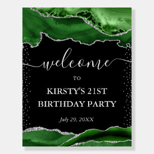 Green and Silver Glitter Agate Birthday Party Foam Foam Board