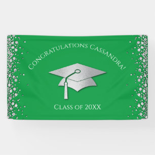 Green and Silver Graduation Banner