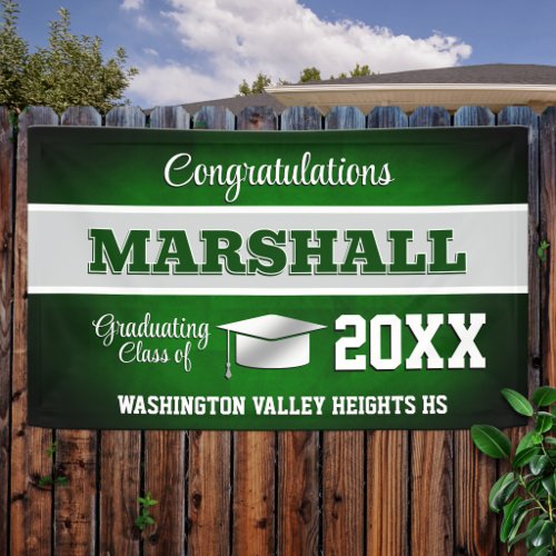 Green and Silver Graduation Party Banner