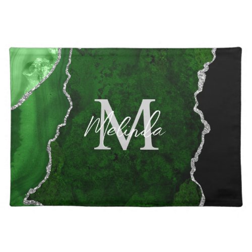 Green and Silver Marble Agate Cloth Placemat