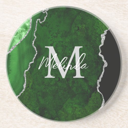 Green and Silver Marble Agate Coaster