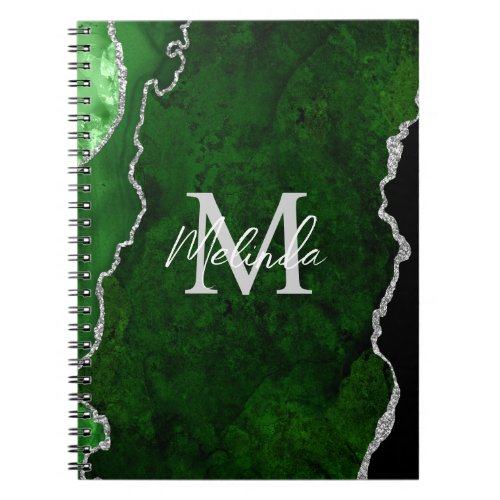 Green and Silver Marble Agate Notebook