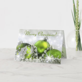 Green and Silver Merry Christmas Greeting Card