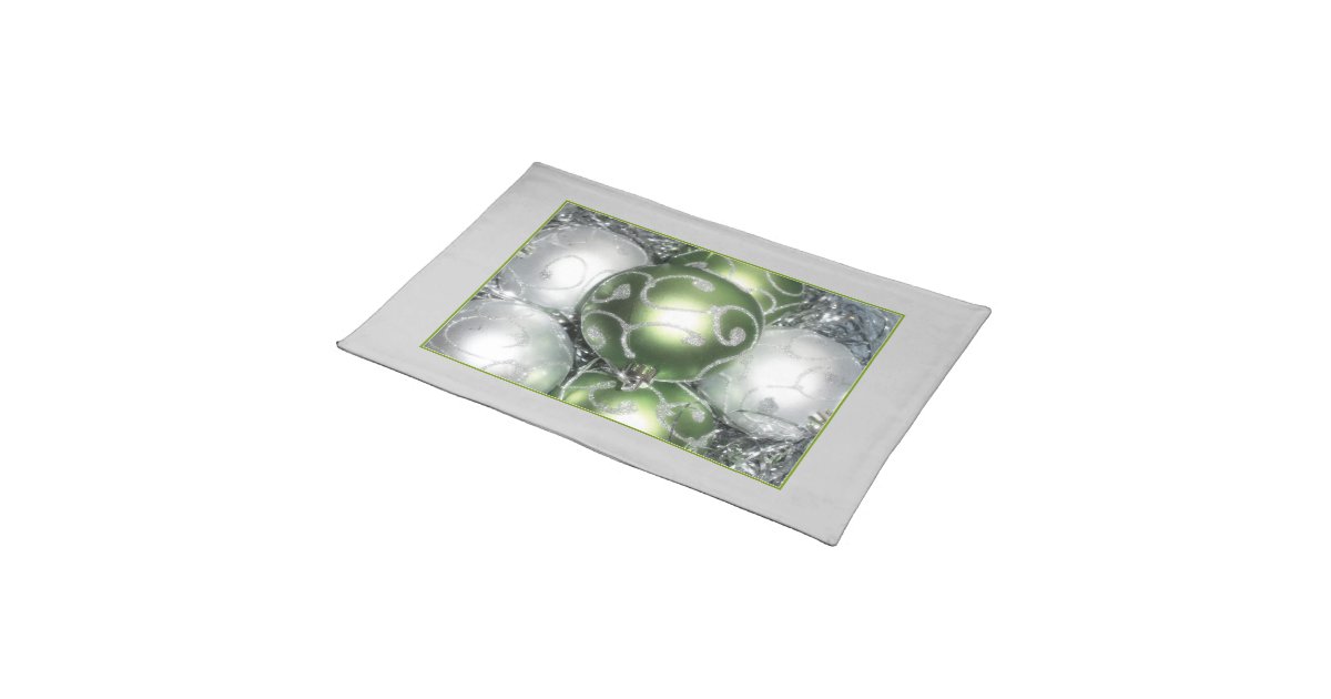 'Green and Silver Sparkle' Placemat Zazzle