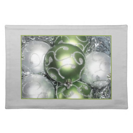 'Green and Silver Sparkle' Placemat Zazzle