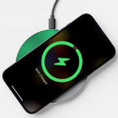 Green and silver split screen geometric design wireless charger  (Phone)