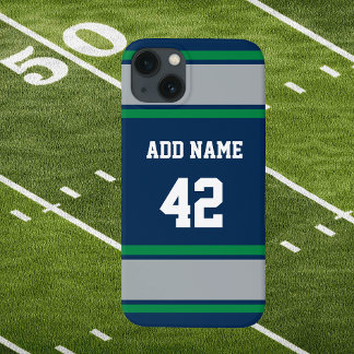 Green and Silver Sports Stripe iPhone 15 Case