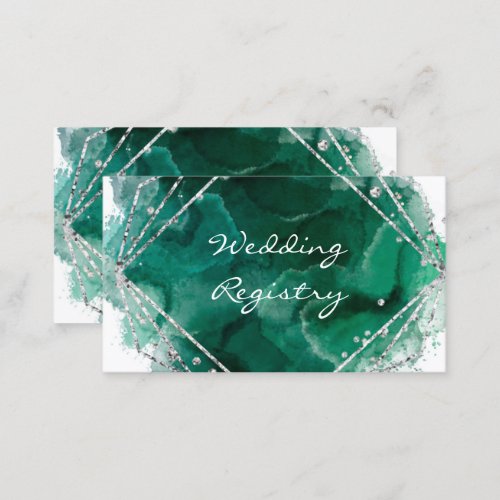 Green And Silver Wedding Registry Enclosure Card