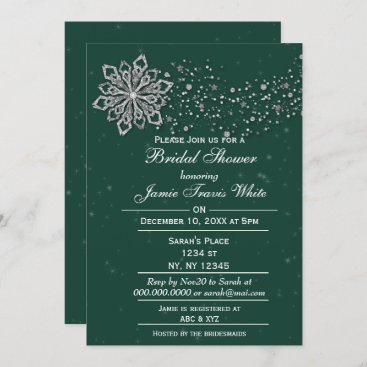 green and Silver Winter Bridal shower invite