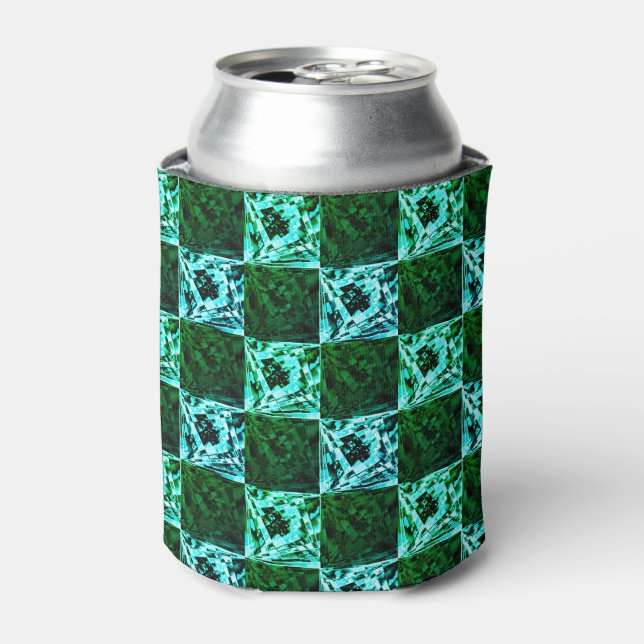 Green and sky blue chess or cyan, with rectangle can cooler (Can Front)