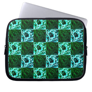 Green and sky blue chess or cyan, with rectangle laptop sleeve
