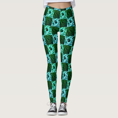 Green and sky blue chess or cyan with rectangle leggings