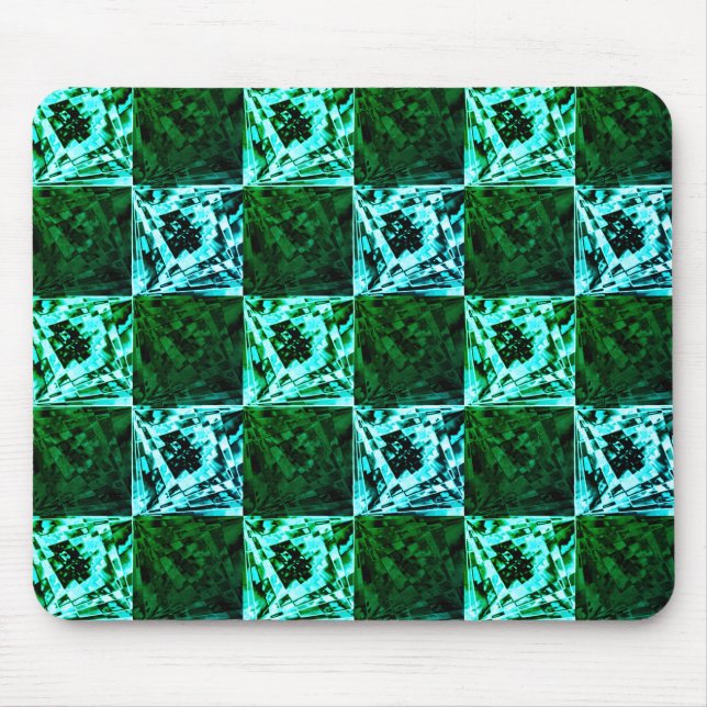 Green and sky blue chess or cyan, with rectangle mouse pad (Front)