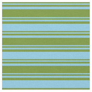 Green and Sky Blue Colored Lined Pattern Fabric