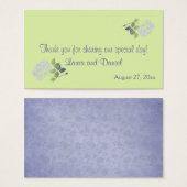 Green and Smoky Blue Floral Wedding Favor Tag (Front & Back)