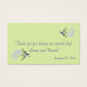 Green and Smoky Blue Floral Wedding Favor Tag