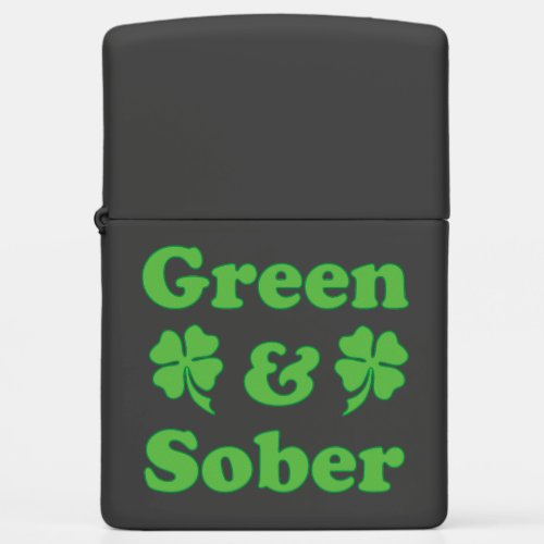 Green and Sober St Patricks Day Sobrietiy Zippo Lighter