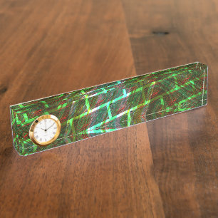 Green and stained, scratches and wall effect desk name plate